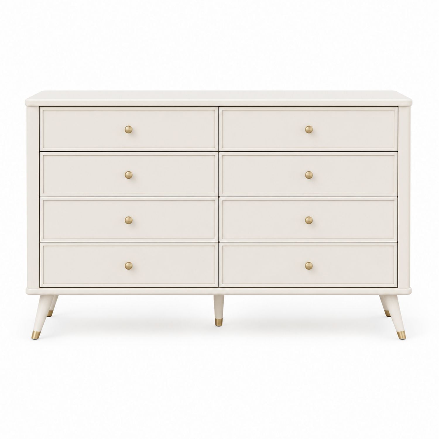 White Wood 8-Drawer Dresser
