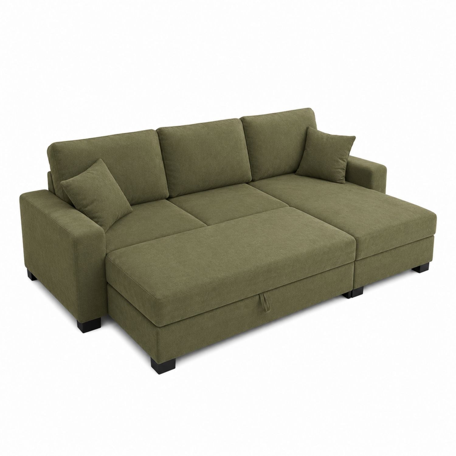 Sectional Sofa Polyester Fabric Green
