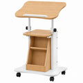 Adjustable Mobile Desk with Storage and Wheels in Particle Board and Steel