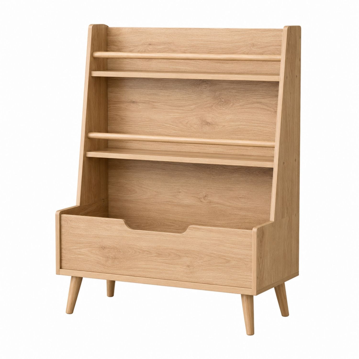 Wood Bookcase with Drawer Oak Finish