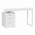 White Office Desk with Drawers and Metal Legs