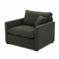 Dark Green Fabric Armchair with Cushions
