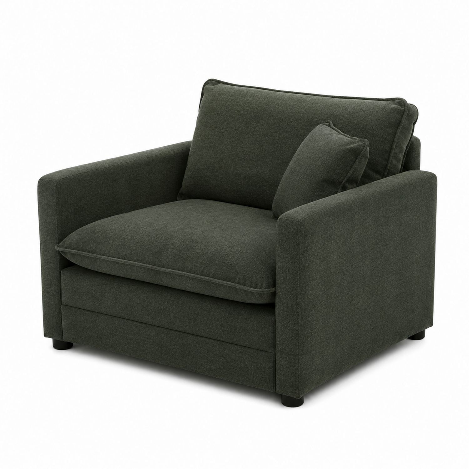 Dark Green Fabric Armchair with Cushions