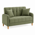 3-Seater Olive Green Polyester Sofa with Wooden Legs