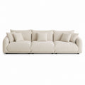 Beige Polyester 3-Seater Sofa with Cushions 220cm