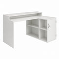 White L-Shaped Corner Desk with Shelving and Cabinet