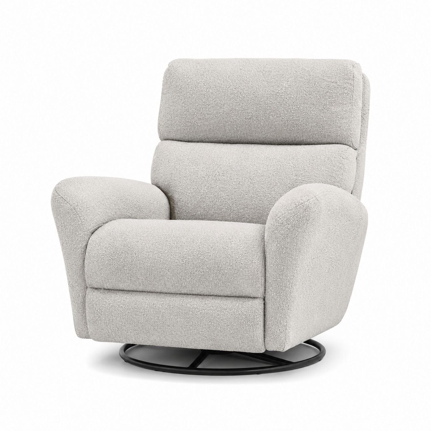 Swivel Recliner Chair Boucle Fabric Light Grey
