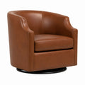 Swivel Armchair Faux Leather Brown Round 75cm