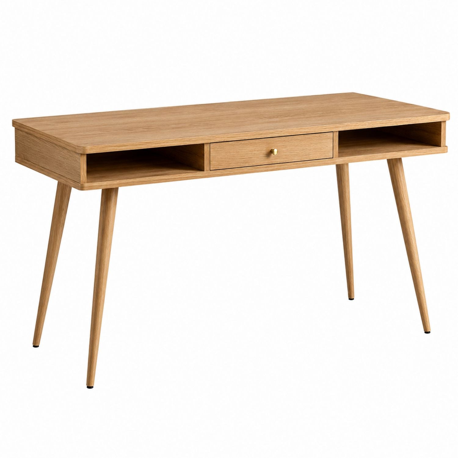 Oak Desk with Drawer and Shelves Rectangular 120cm x 60cm x 75cm