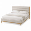 Upholstered Platform Bed with Linen and Oak Frame 200cm x 150cm