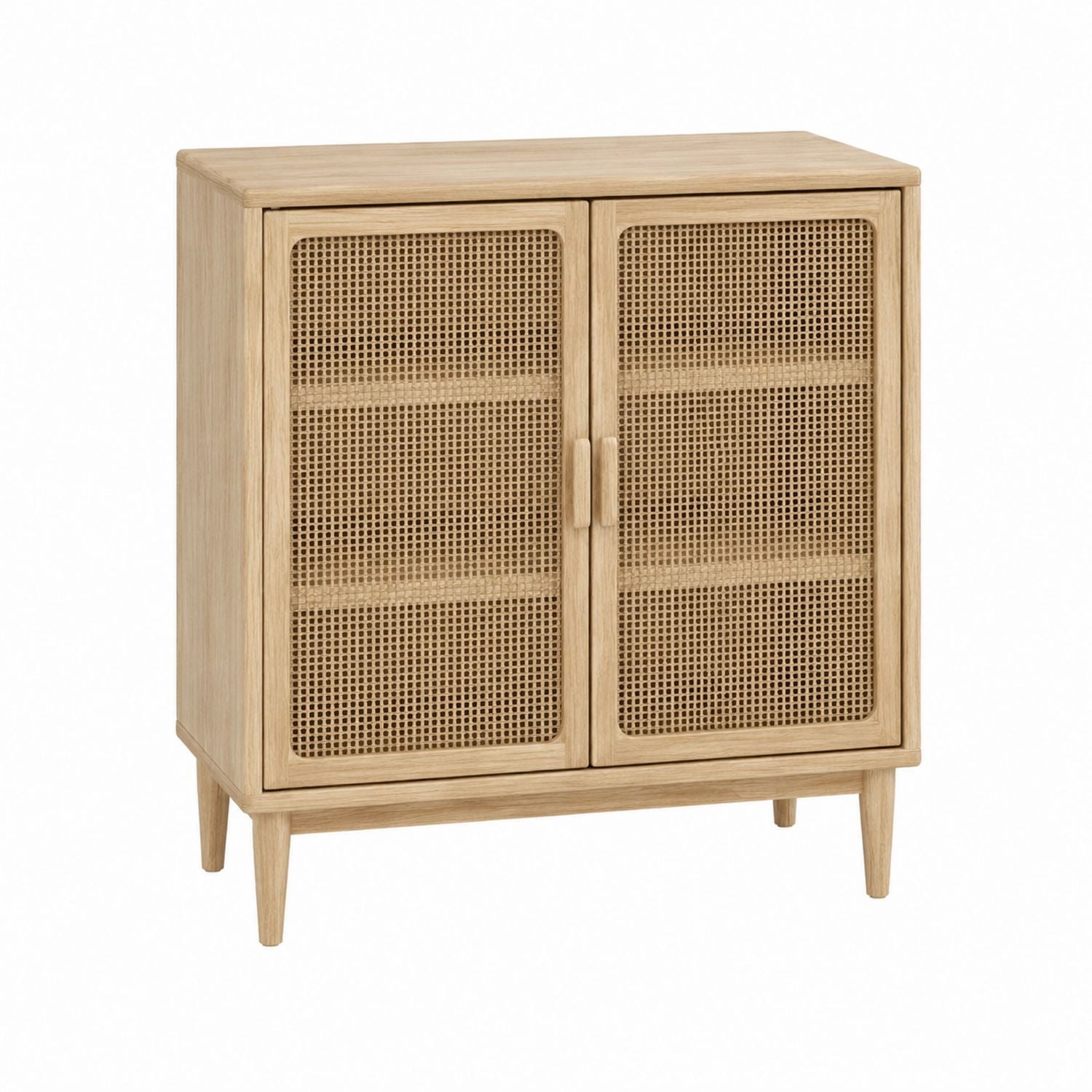 Wood Sideboard with Rattan Doors Natural 80x40x90cm
