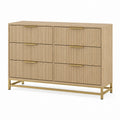 Wood Dresser with 6 Drawers and Metal Handles 140cm