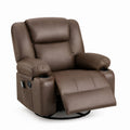 Brown Faux Leather Recliner Chair with Cup Holders