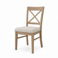 Wood Dining Chair with Linen Seat and Cross Back