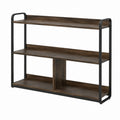 3-Tier Engineered Wood and Metal Bookcase Dark Brown with Black Frame 35in x 39in x 12in