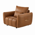 Brown Faux Leather Armchair with Cushion