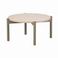 Round Terrazzo and Metal Outdoor Coffee Table Beige