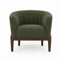 Green Bouclé Fabric Chair with Walnut Wood Legs