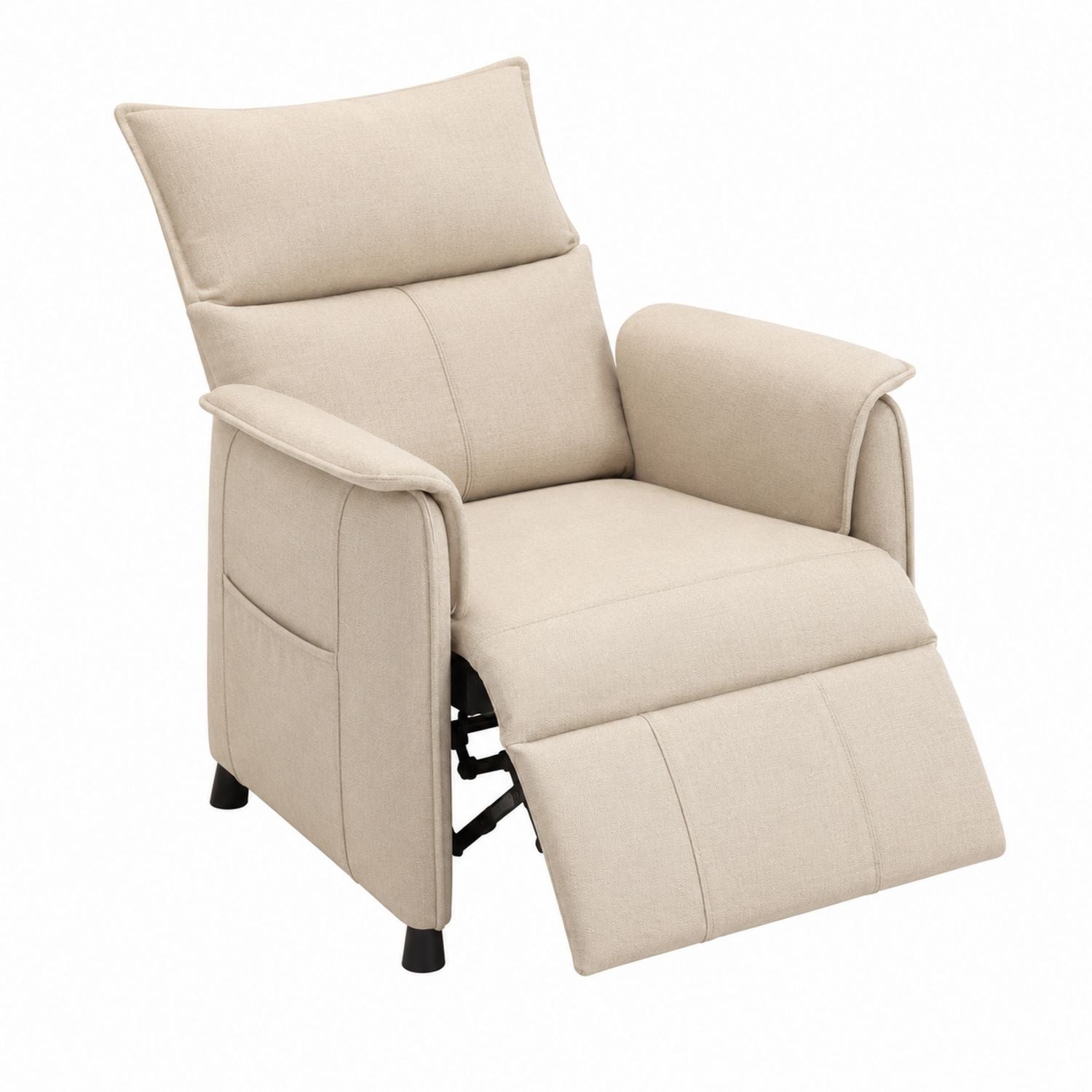 Recliner Fabric Armchair Beige with Adjustable Backrest
