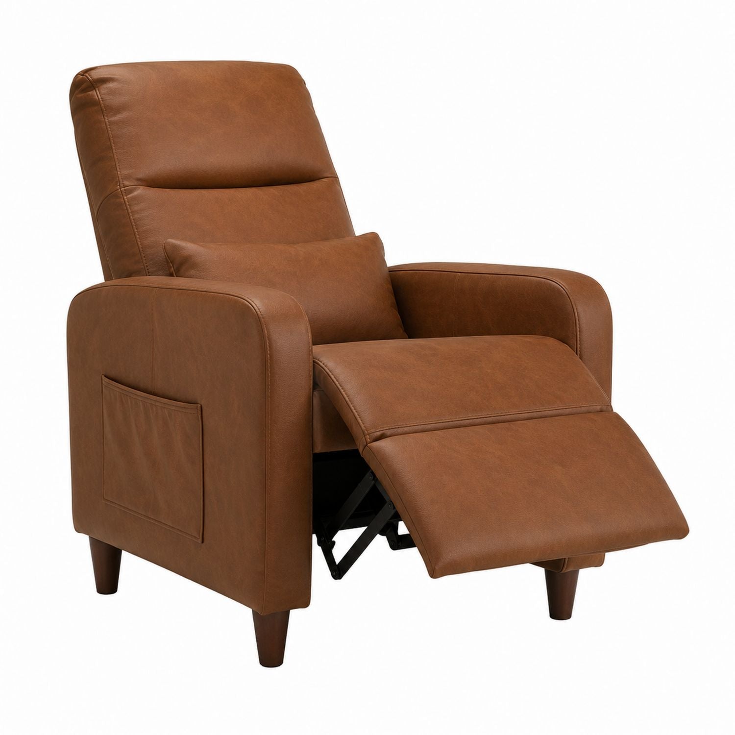 Recliner Chair PU Leather Brown with Footrest