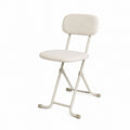 Foldable Chair with Metal Frame and Beige Fabric