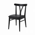 Black Wood Dining Chair with Faux Leather Seat