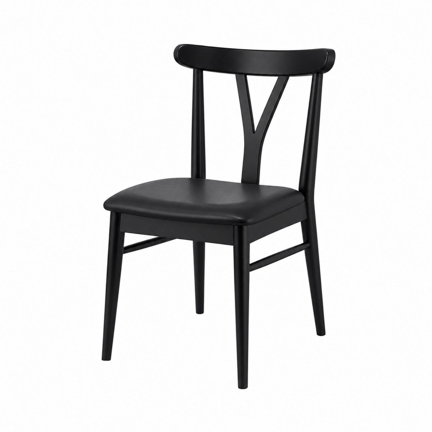 Black Wood Dining Chair with Faux Leather Seat