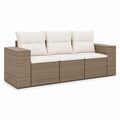 Outdoor Wicker Sectional Sofa with Cushions, 3-Seater