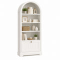 White MDF Arch Bookcase with Cabinet 180cm