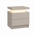 Taupe MDF Nightstand with LED Light and Two Drawers