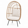 Outdoor Egg Chair with Rattan and Polyester Cushions Steel Legs 120cm