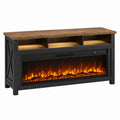 MDF Electric Fireplace TV Stand with Shelves Black/Brown 152cm